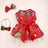 Halloween and Christmas pet dress for dogs and cats in Red Suspender Dress, close-up detail