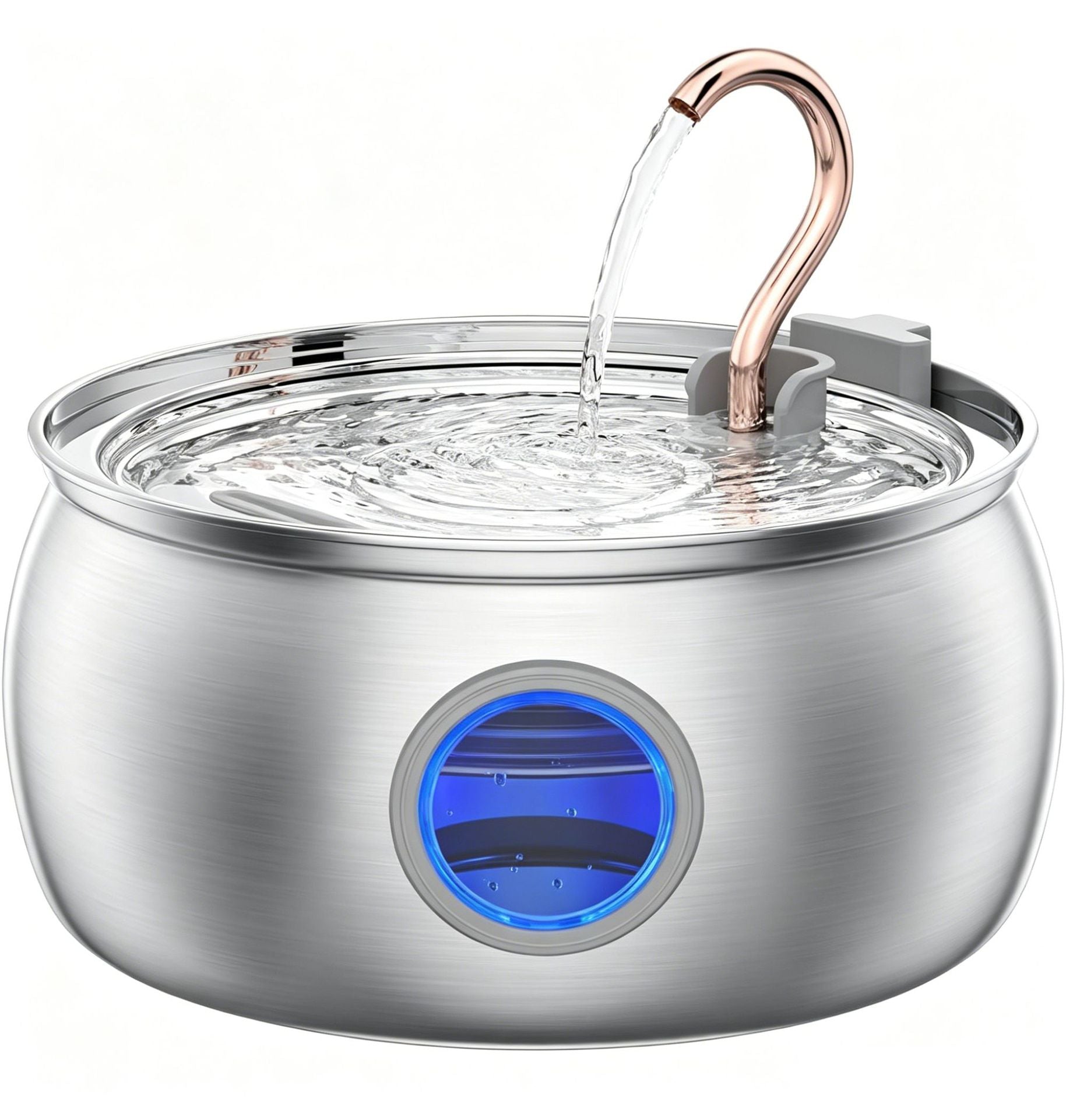 4L Stainless Steel Pet Water Fountain with Visible Window, Silent Pump and USB Power