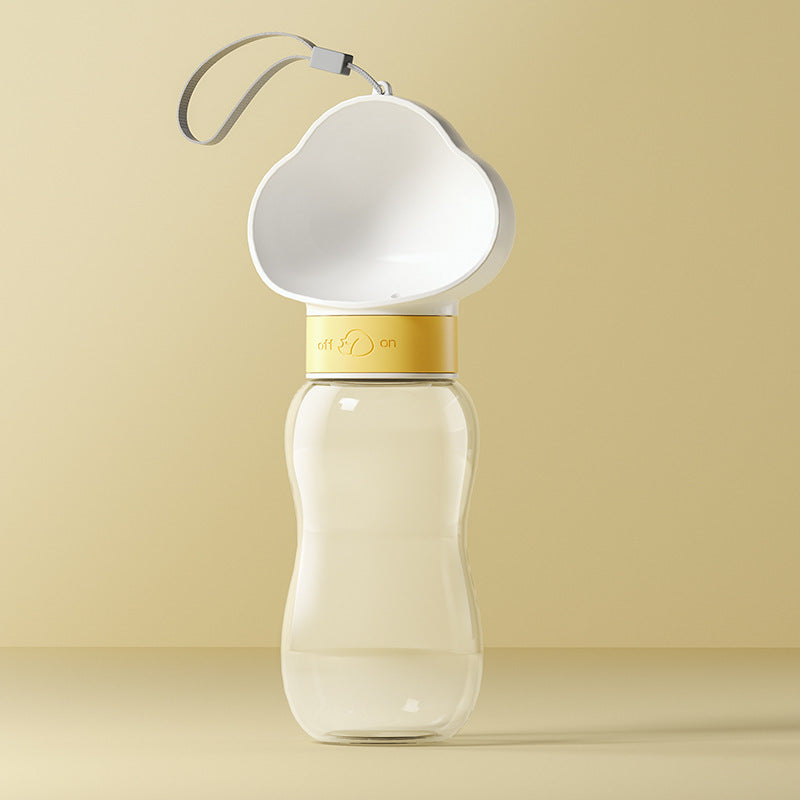Portable pet water bottle and food container, front view