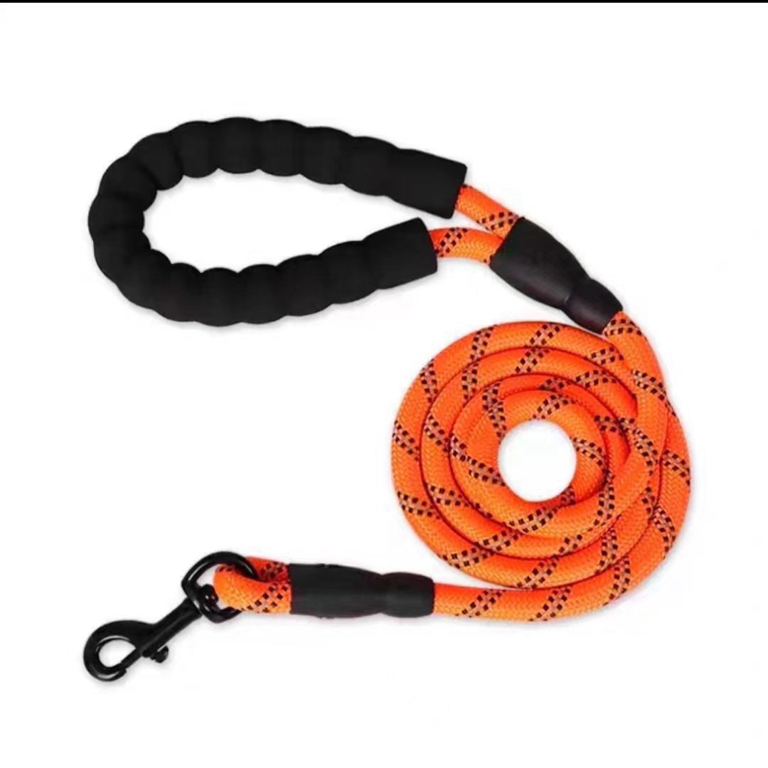Reflective nylon dog lead with foam handle in 9 colour options