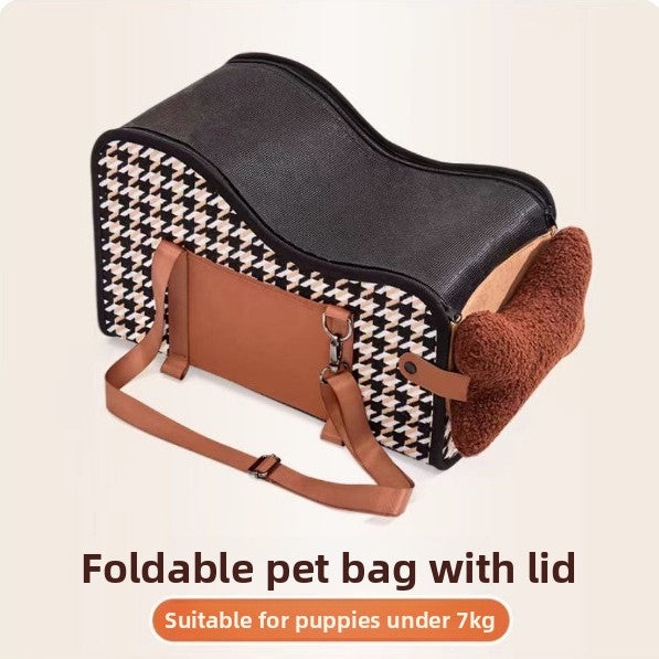 Dog car seat for small dogs and puppies in Houndstooth Mesh