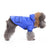 Windproof hooded dog jacket with zip front in Red Style A, in a home setting