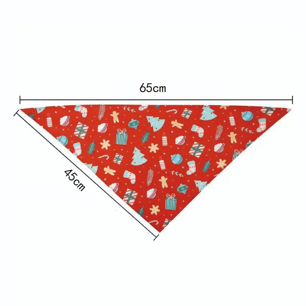 Christmas cartoon triangle scarf for cats and dogs in Light Green, side view