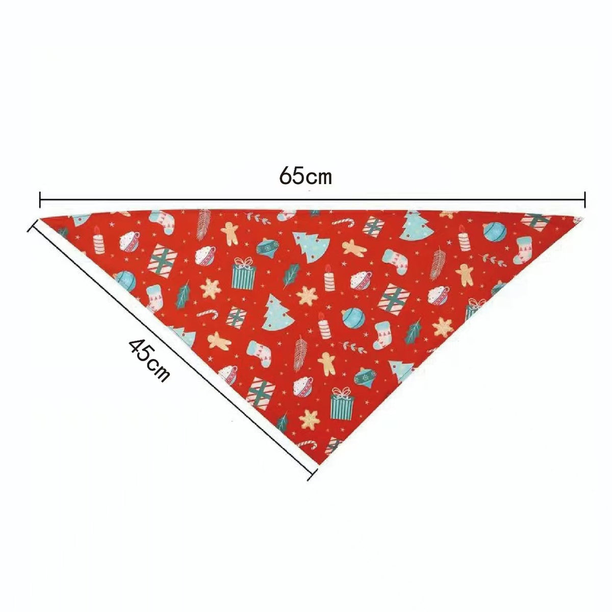 Christmas cartoon triangle scarf for cats and dogs in Light Green, side view