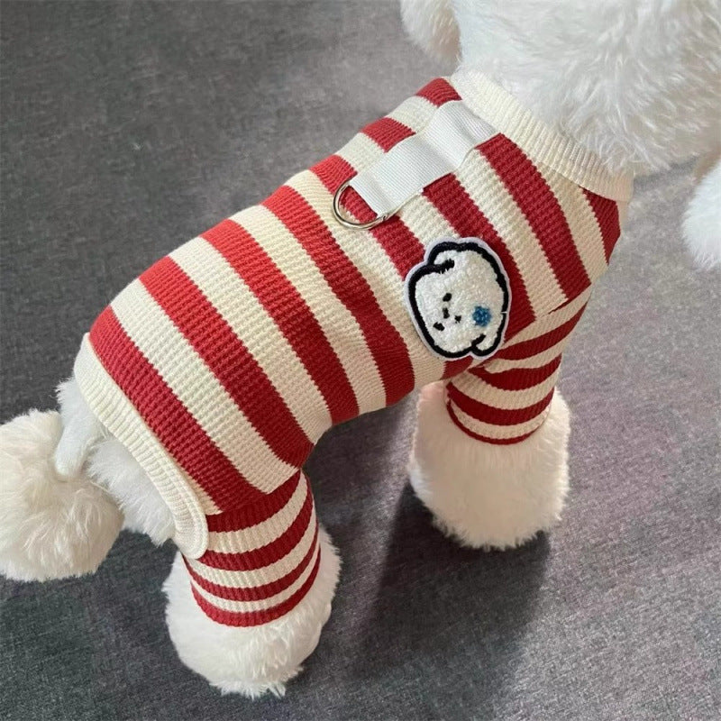 Striped four leg dog top with lead ring, available in 2 colours, image 14