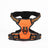Double layer reflective dog harness in orange on a walk
