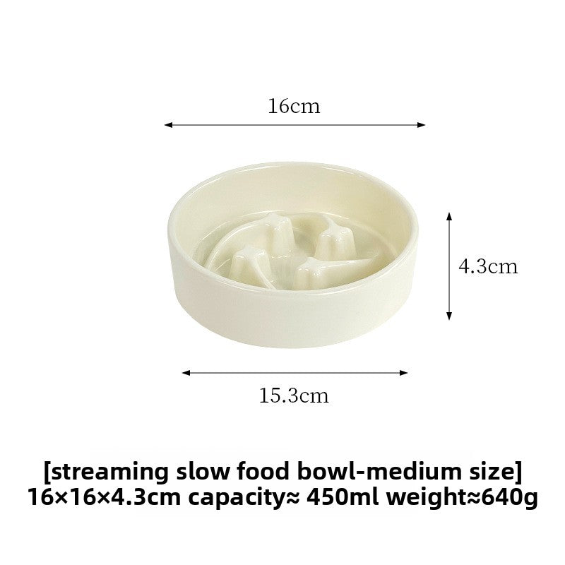 Meteor Shaped Ceramic Slow Feeder Pet Bowl in Small Medium or Large with Stable Base