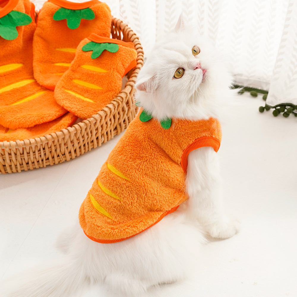 Orange carrot fleece vest for small dogs, product image 4