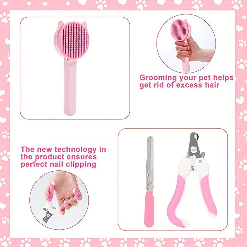 8-Piece Stainless Steel Pet Grooming Kit with Nail Clippers