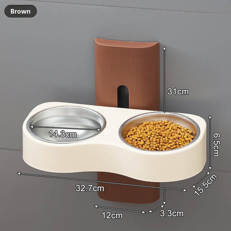 Adjustable Height Ceramic Pet Food Bowl for Cats and Dogs in Blue and Pink, Brown or Grey