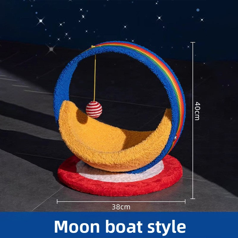 Vertical sisal cat climbing frame with space capsule, detail photo 9