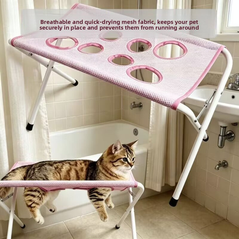Foldable grooming hammock stand for pets, product detail photo