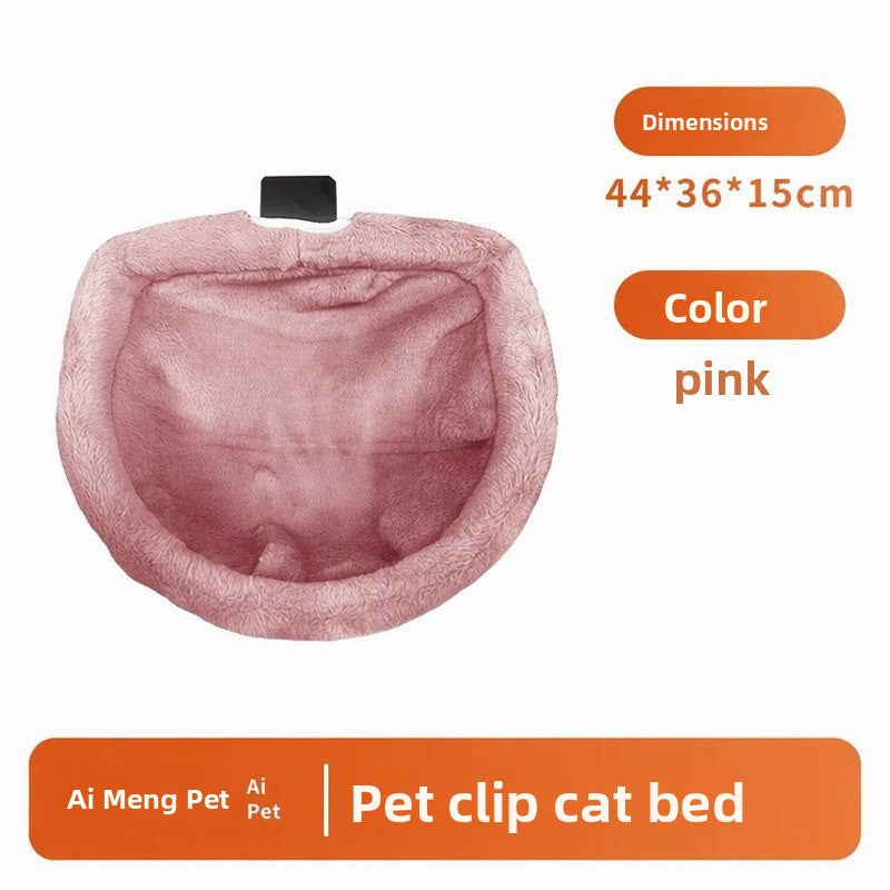 Clip-on desk cat hammock bed with soft plush and foldable frame, product image 6