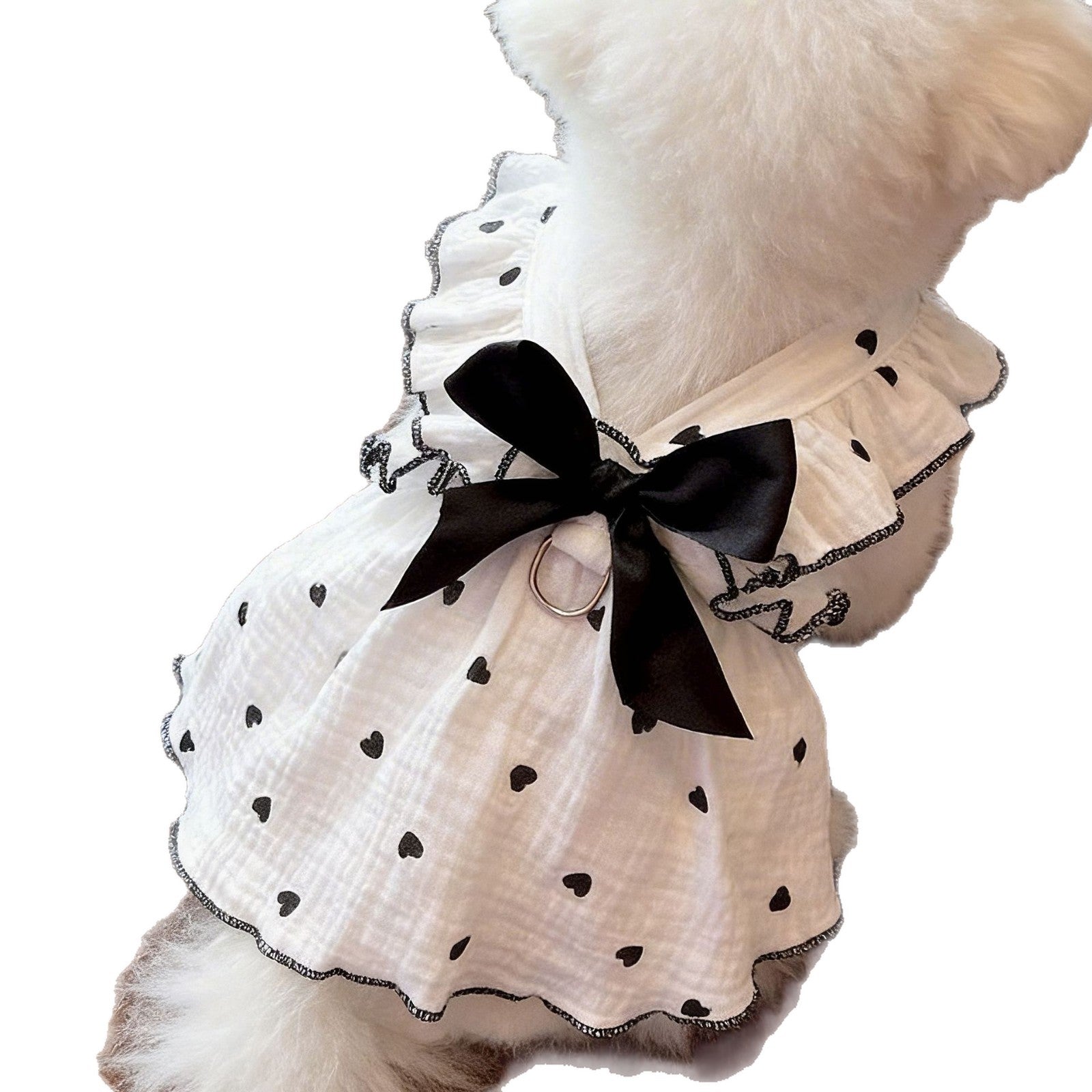 Heart bow summer dress with lead ring for dogs, available in 5 colours, image 5