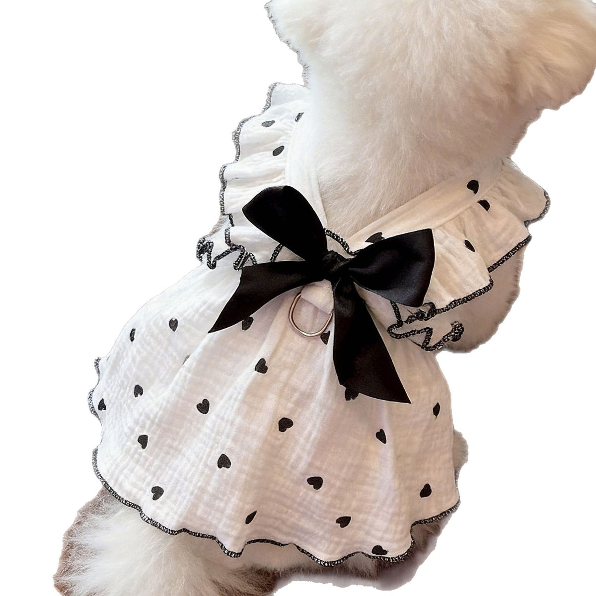 Heart bow summer dress with lead ring for dogs, available in 5 colours, image 5
