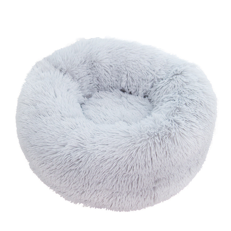 Pink plush calming bed for cats in 50cm size