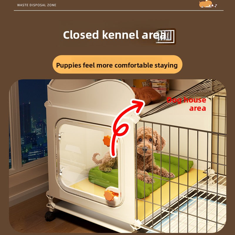 Modular small dog cage with toilet area, photo from another angle