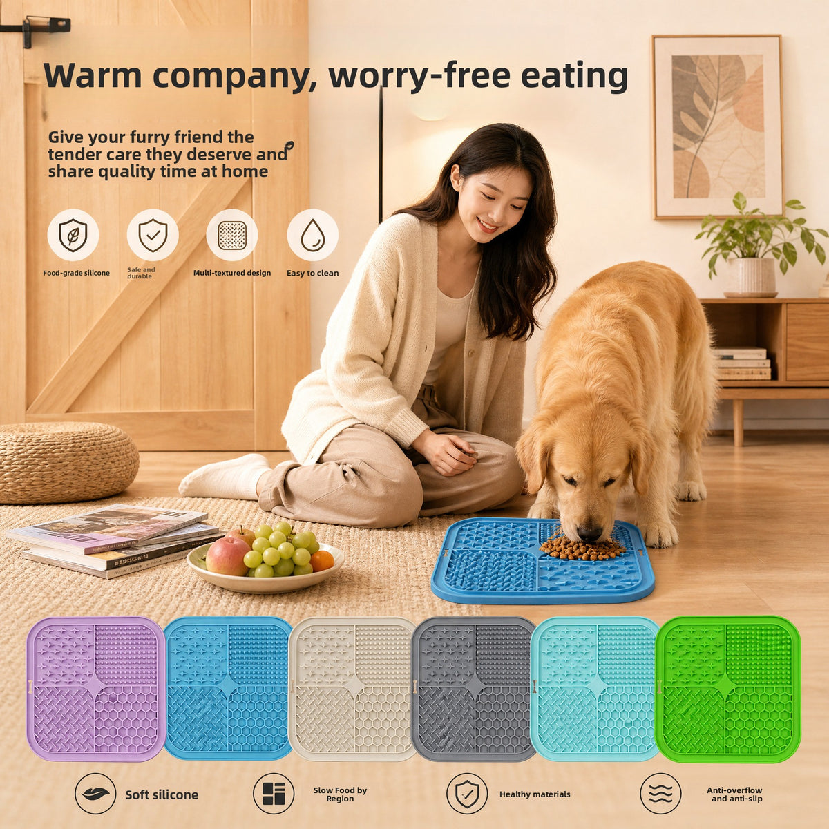 Silicone Slow Feeder Pet Mat with Suction Cups