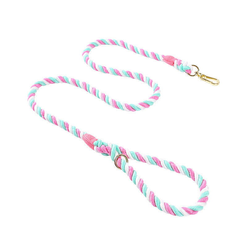 Pastel woven dog collars with gold buckles in many colours