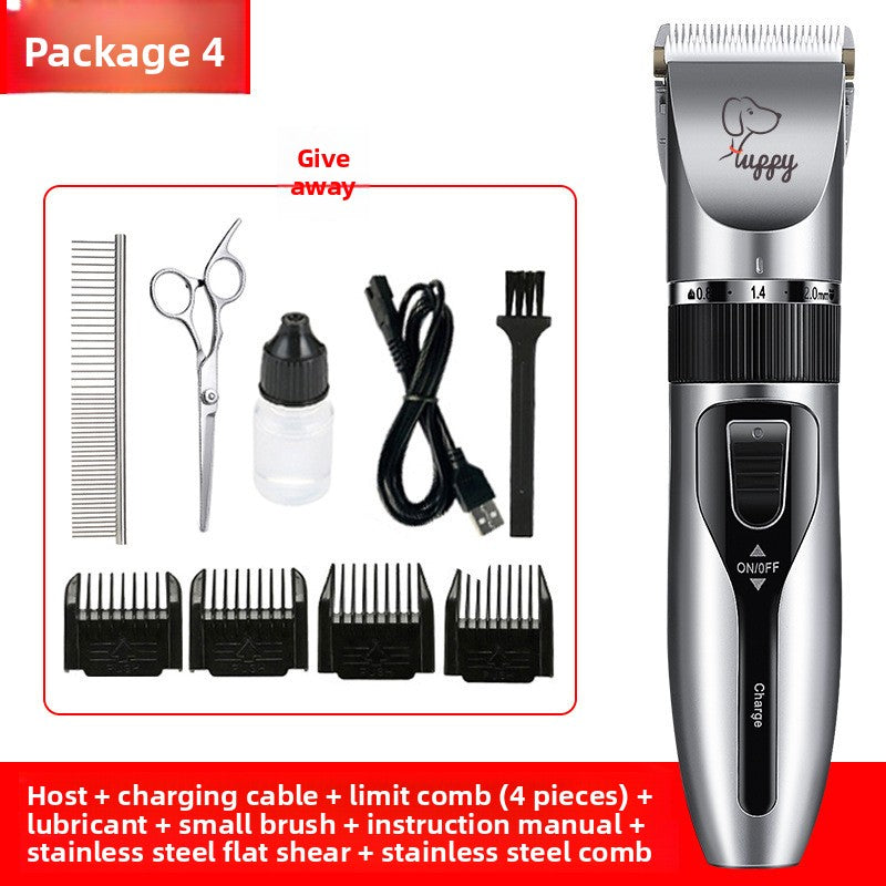 USB Rechargeable Pet Hair Clipper with Ceramic Blade and 4 Combs