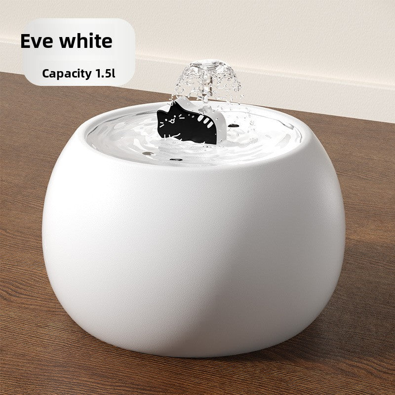 Ceramic Pet Water Fountain with Automatic Circulation and Kitten or Big Eyes Design