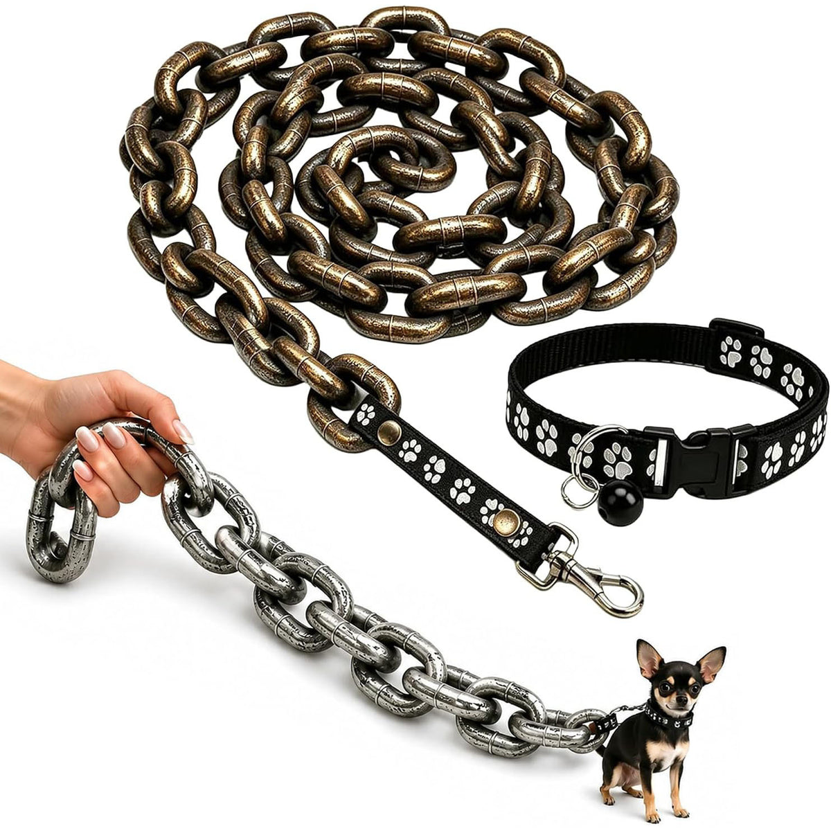 Novelty giant chain look pet lead, ideal for photos and calm strolls