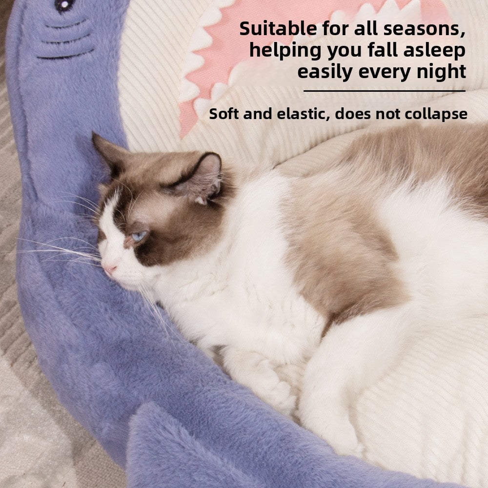 Shark Shape Pet Bed with Non-Slip Base for Cats and Dogs