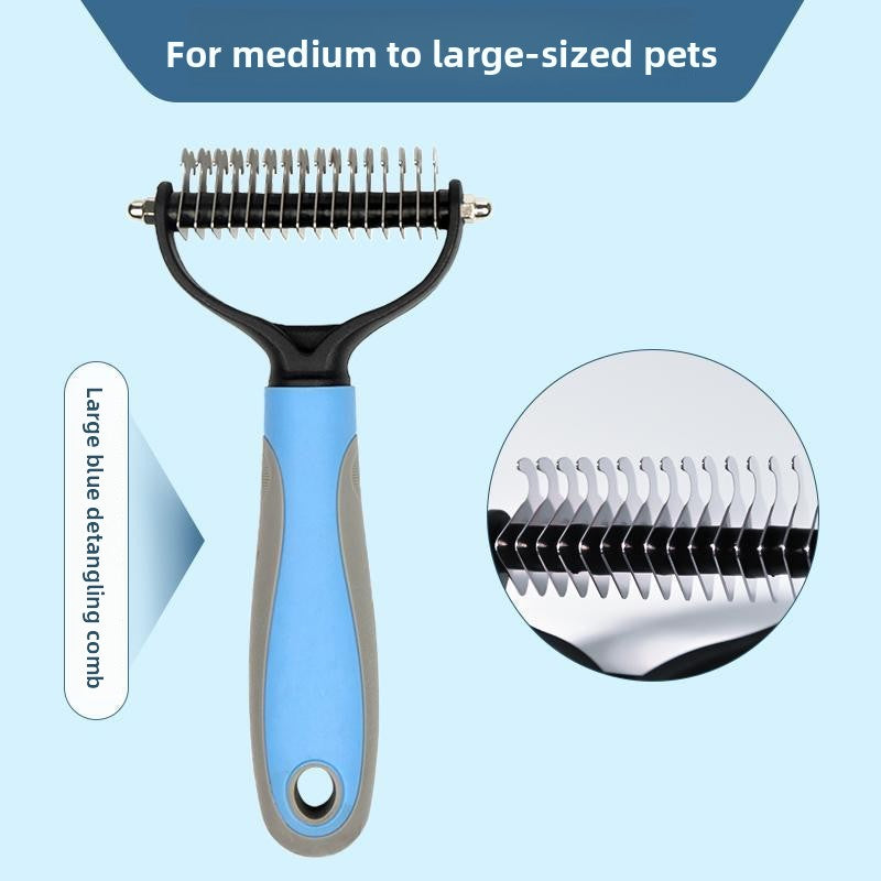 Dematting Comb for Dogs and Cats, Rounded Teeth Detangling Rake