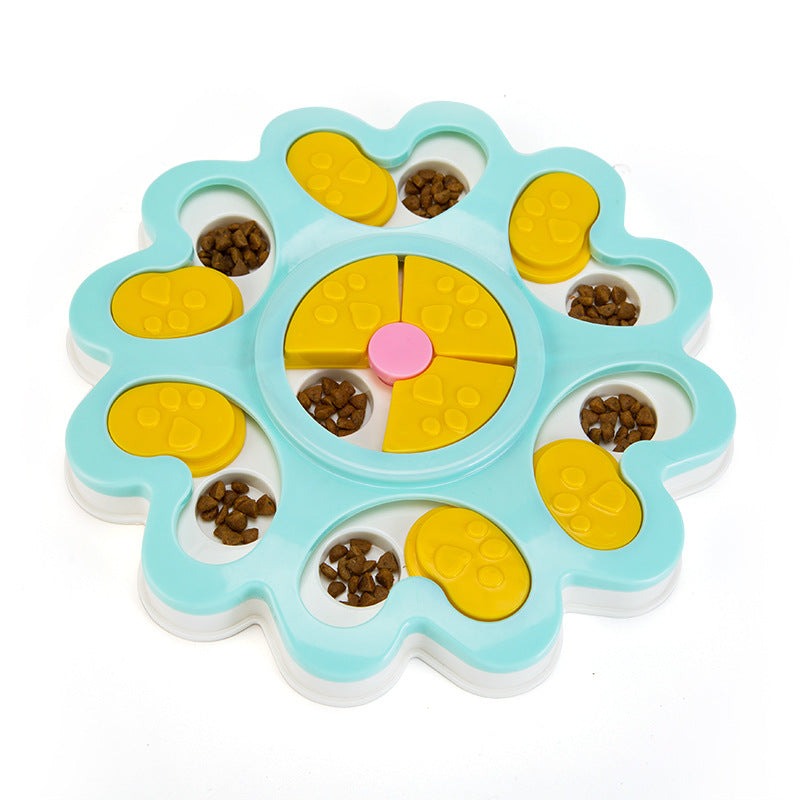 Dog puzzle slow feeder bowl in Lace, Blue