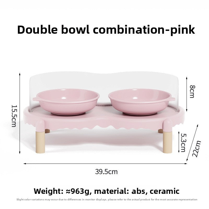 Ceramic Pet Bowl with Elevated Stand for Cats and Dogs in Four Colours