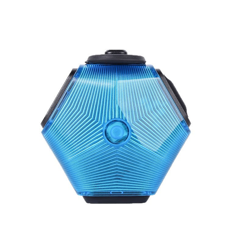 USB rechargeable LED dog collar glowing blue for night walks