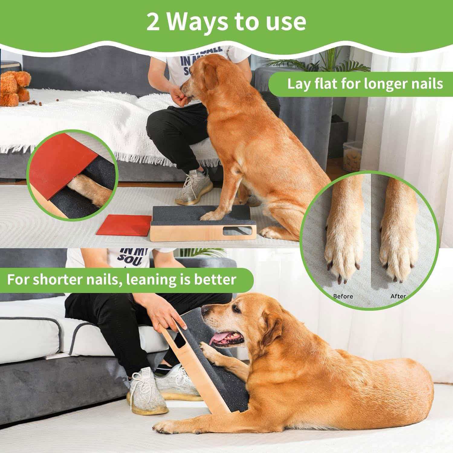 Solid Wood Nail Grinding Board for Dogs, Sandpaper Scratch Pad