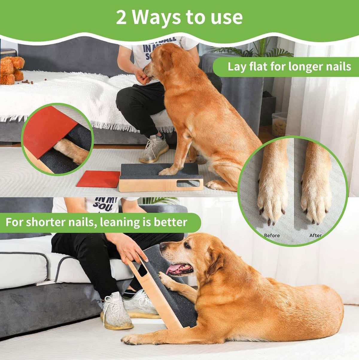 Solid Wood Nail Grinding Board for Dogs, Sandpaper Scratch Pad