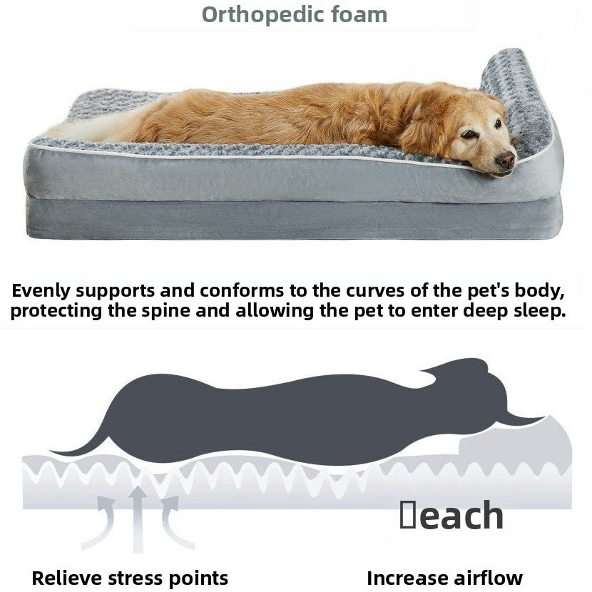 Supportive plush dog bed with removable mat, detail photo 3