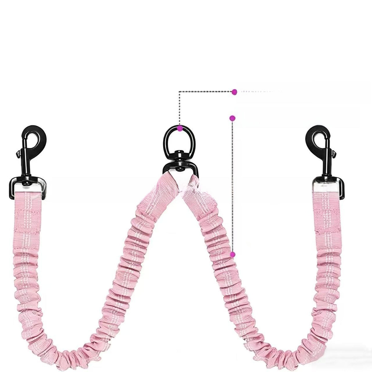 Double-ended nylon dog lead, close-up detail view from Pet Royale UK