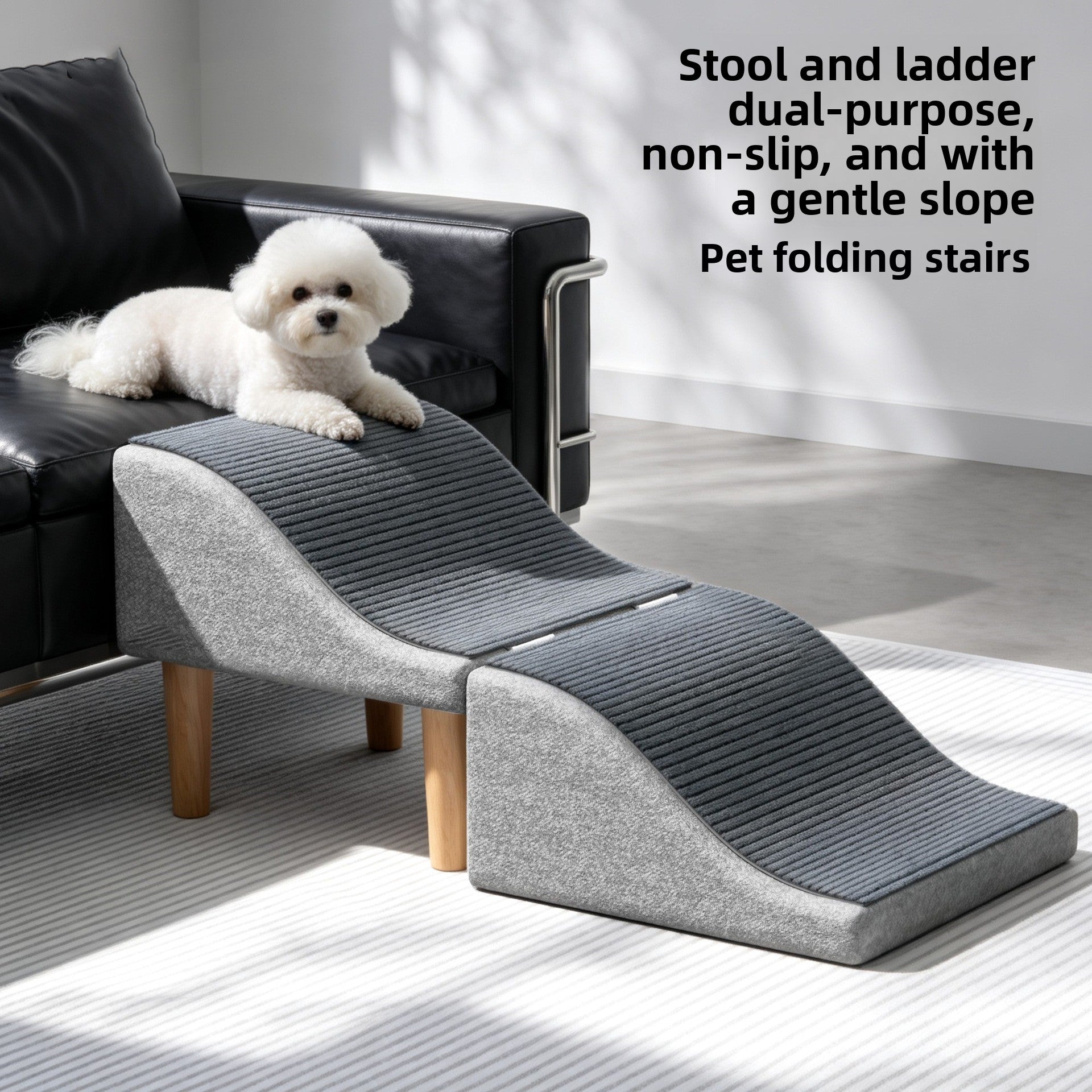 Foldable Two-Tier Dog Bunk Bed with Non-Slip Ramp
