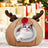 Beige reindeer shaped pet den tent with removable mat, view 1