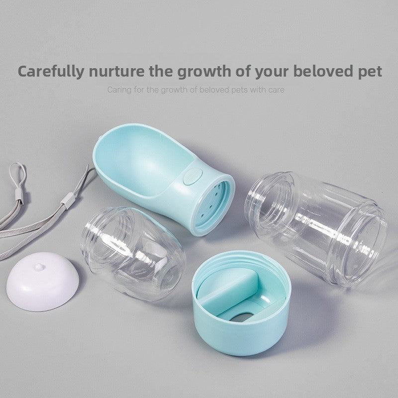 Portable 3-in-1 Dog Water Bottle with Food Container, Waste Bag Box and Carry Rope
