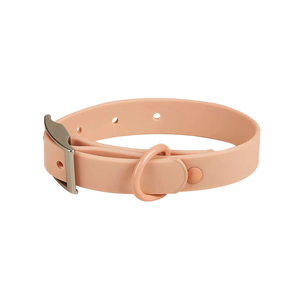 Wipe clean PVC dog collar and lead set shown in several colour options