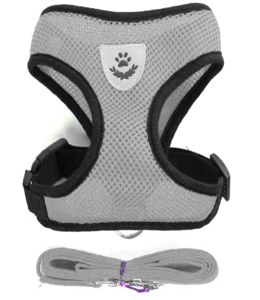 Adjustable reflective vest harness for dogs and cats in black, view 33
