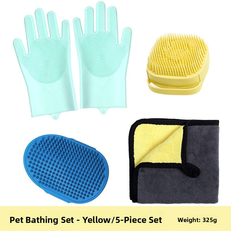 Silicone Pet Grooming and Bath Gloves Set, Anti-Scratch Protection