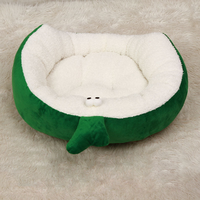 Round cartoon animal pet bed with chick face, product image 9
