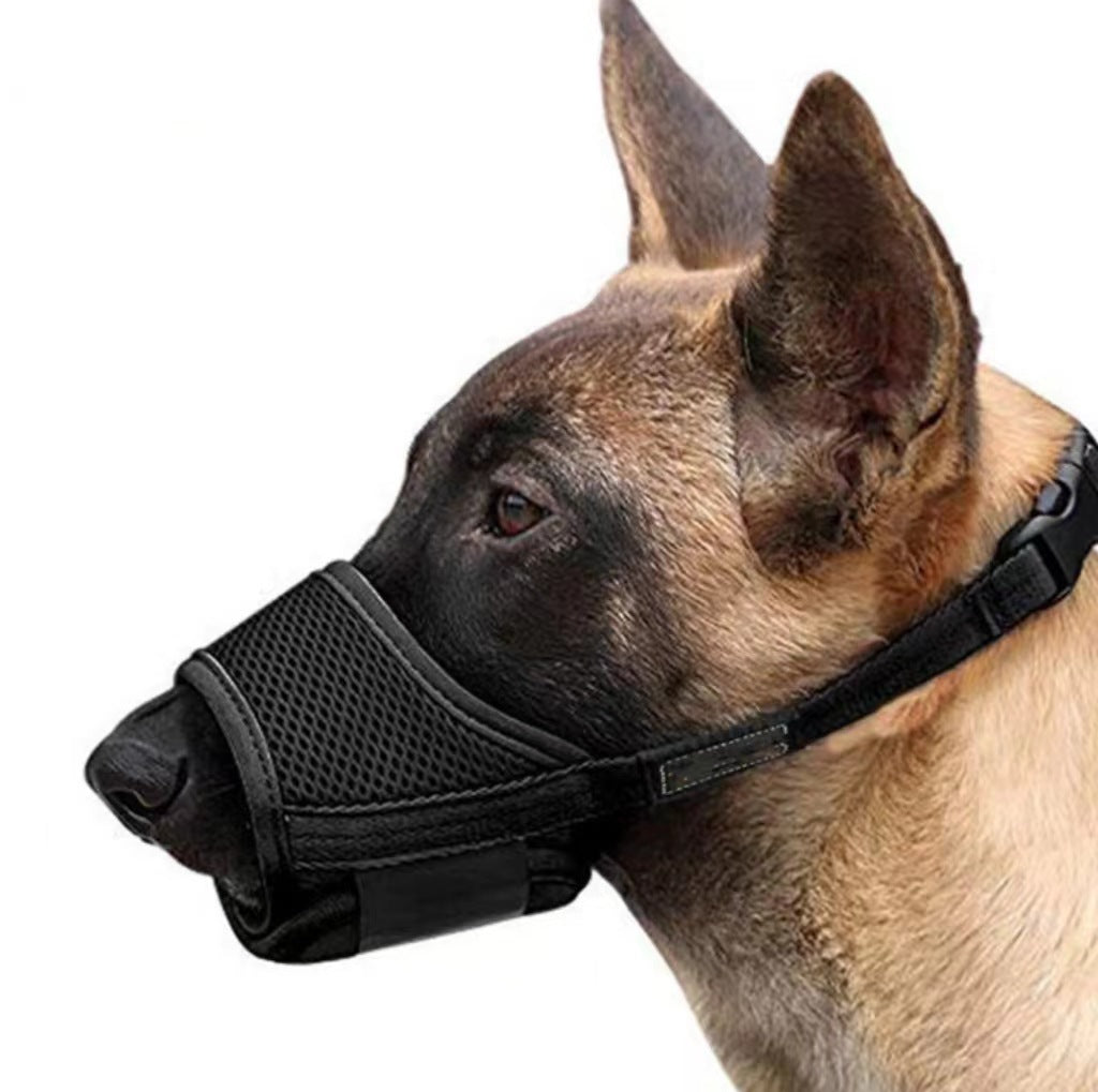 Soft mesh dog muzzles in four colours and six sizes