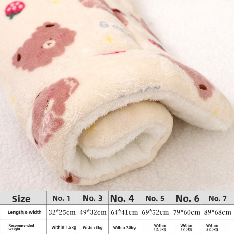 Thick padded pet mat cushion with print in Pink Strawberry Bear, size 32 x 25cm