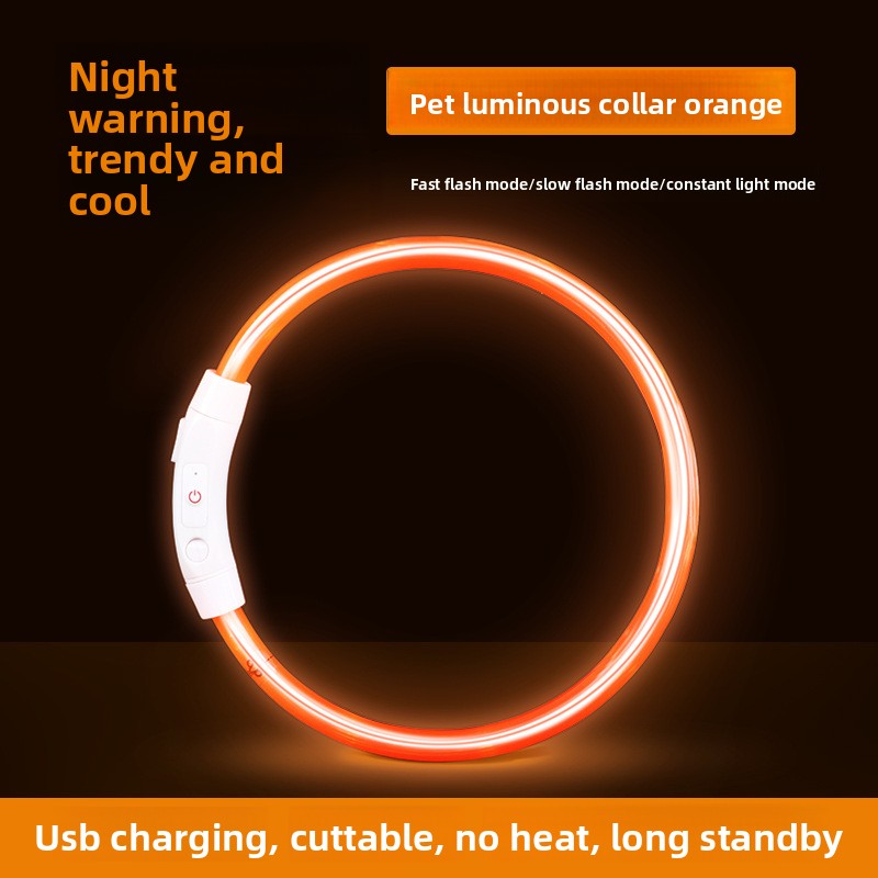 Rechargeable glowing LED dog collar for night walks, view 24
