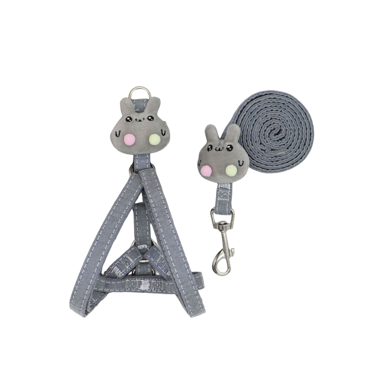 Cloth chest harness and lead with rabbit and flower prints, available from Pet Royale UK