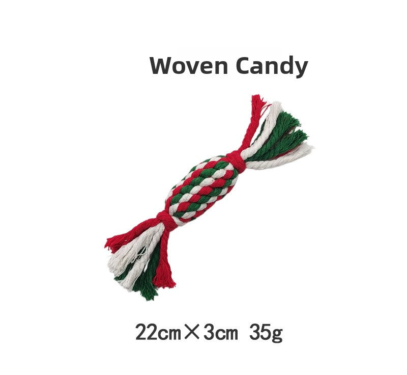 Christmas cotton rope dog toy set with knots for chewing and tug - view 12