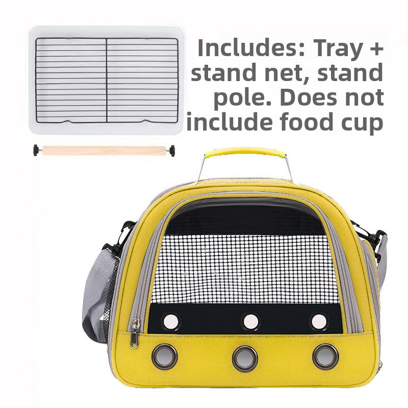 Green breathable bird carrier shoulder bag with mesh windows, view 24