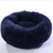 Removable washable round dog bed in navy blue fabric