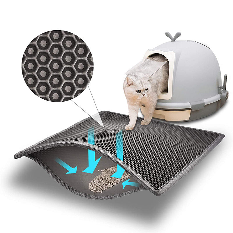 Washable EVA Cat Litter Mat, Double Layer with Non-Slip Base